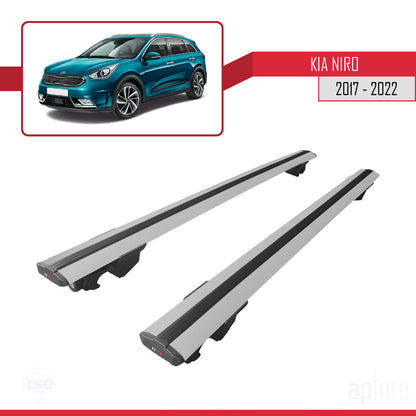 Compatible with Kia Niro (DE) 2017-2022 HOOK Model Car Roof Rack Cross Bar Grey Aluminium 2 Bars
