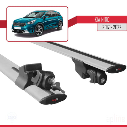 Compatible with Kia Niro (DE) 2017-2022 HOOK Model Car Roof Rack Cross Bar Grey Aluminium 2 Bars