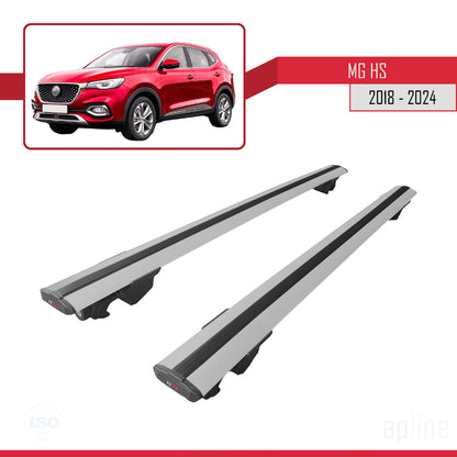 Compatible with MG HS (AS23) 2018-2024 HOOK Model Car Roof Rack Cross Bar Grey Aluminium 2 Bars