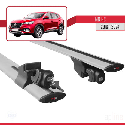 Compatible with MG HS (AS23) 2018-2024 HOOK Model Car Roof Rack Cross Bar Grey Aluminium 2 Bars