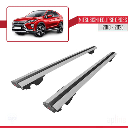 Compatible with Mitsubishi Eclipse Cross (GK) 2018-2025 HOOK Model Car Roof Rack Cross Bar Grey Aluminium 2 Bars