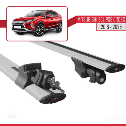 Compatible with Mitsubishi Eclipse Cross (GK) 2018-2025 HOOK Model Car Roof Rack Cross Bar Grey Aluminium 2 Bars