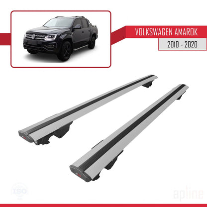 Compatible with Volkswagen Amarok (2F) 2010-2020 HOOK Model Car Roof Rack Cross Bar Grey Aluminium 2 Bars