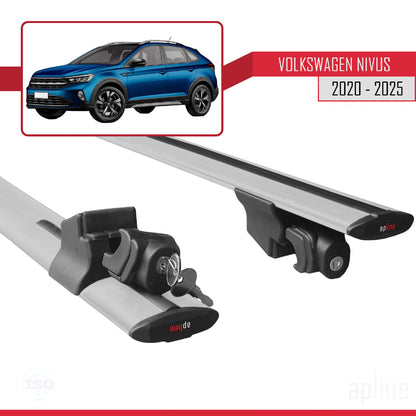 Compatible with Volkswagen Nivus (CS1) 2021-2025 HOOK Model Car Roof Rack Cross Bar Grey Aluminium 2 Bars