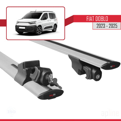 Compatible with Fiat Doblo 3 2023-2025 HOOK Model Car Roof Rack Cross Bar Grey Aluminium 2 Bars