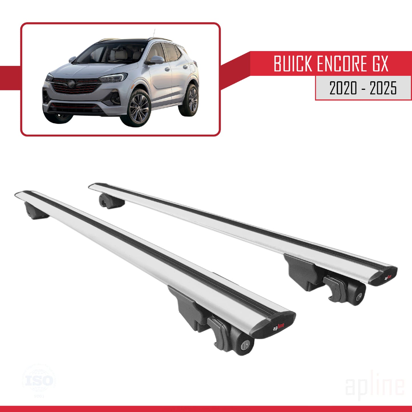 Compatible with Buick Encore GX 2020-2025  HOOK Model Car Roof Rack Cross Bar Grey Aluminium 2 Bars