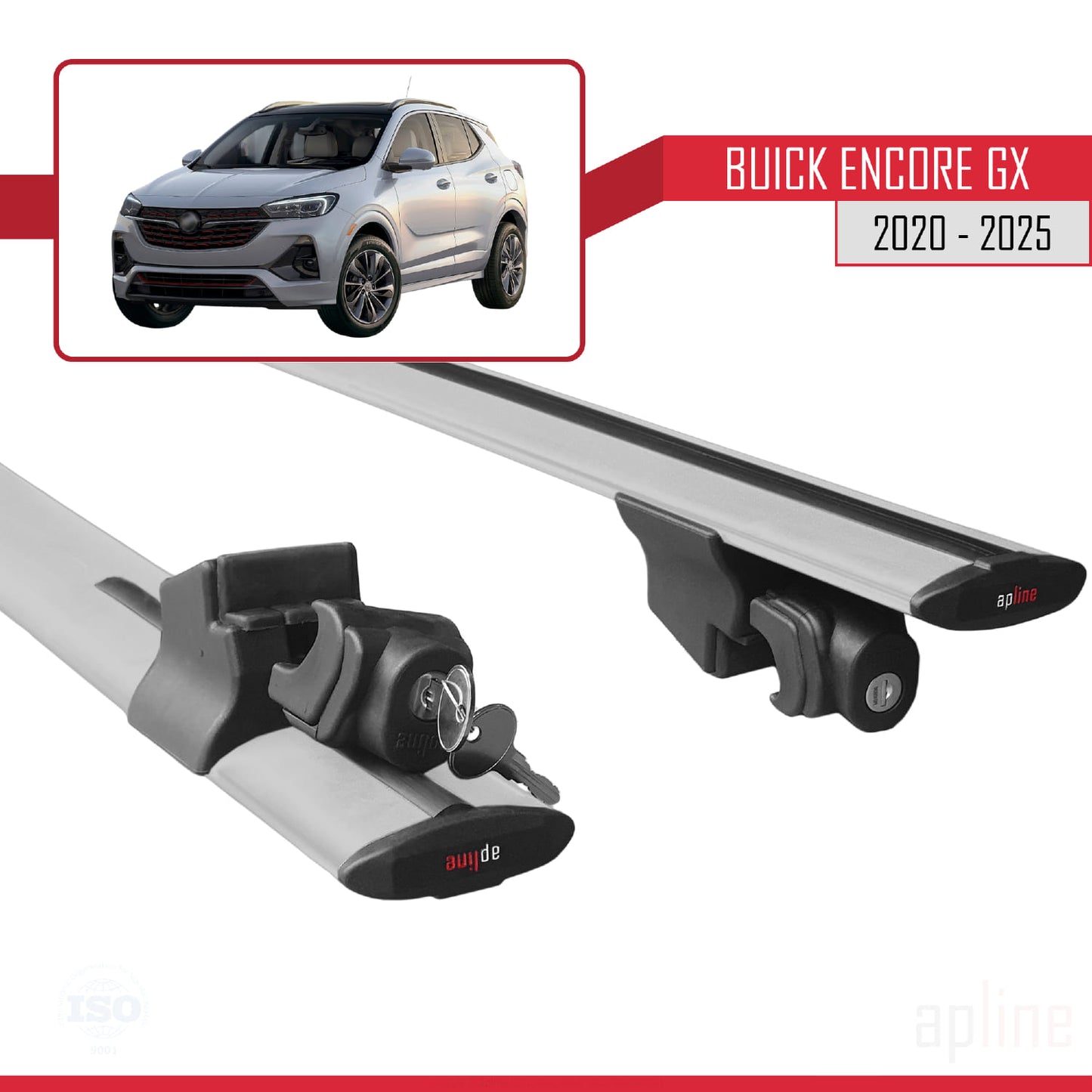 Compatible with Buick Encore GX 2020-2025  HOOK Model Car Roof Rack Cross Bar Grey Aluminium 2 Bars