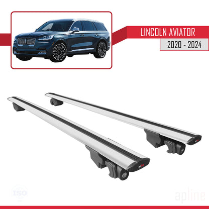 Compatible with Lincoln Aviator 2020-2024  HOOK Model Car Roof Rack Cross Bar Grey Aluminium 2 Bars