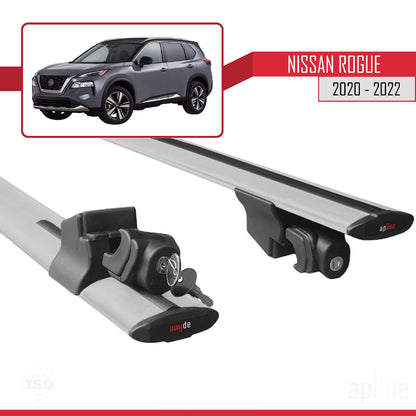 Compatible with Nissan Rogue 2020-2022  HOOK Model Car Roof Rack Cross Bar Grey Aluminium 2 Bars