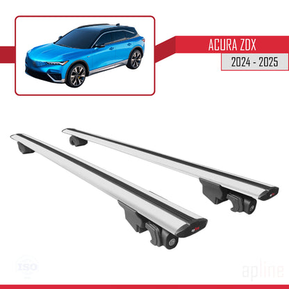 Compatible with Acura ZDX 2024-2025 HOOK Model Car Roof Rack Cross Bar Grey Aluminium 2 Bars
