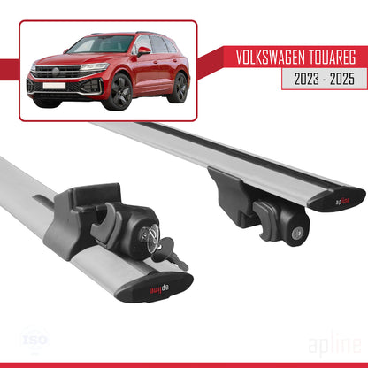 Compatible with VW Touareg 2023-2024 HOOK Model Car Roof Rack Cross Bar Grey Aluminium 2 Bars