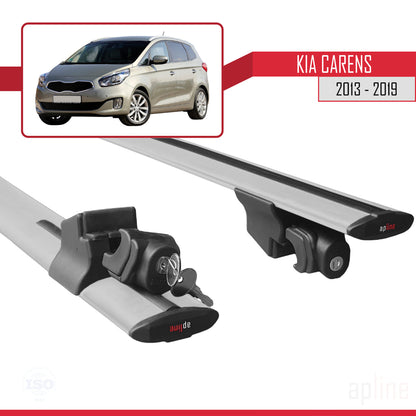 Compatible with Kia Carens 2013-2019  HOOK Model Car Roof Rack Cross Bar Grey Aluminium 2 Bars