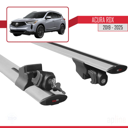 Compatible with Acura RDX 2019-2025 HOOK Model Car Roof Rack Cross Bar Grey Aluminium 2 Bars