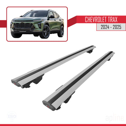 Compatible with Chevrolet Trax 2024-2025 HOOK Model Car Roof Rack Cross Bar Grey Aluminium 2 Bars