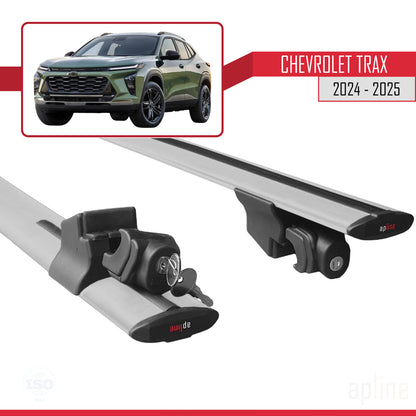 Compatible with Chevrolet Trax 2024-2025 HOOK Model Car Roof Rack Cross Bar Grey Aluminium 2 Bars