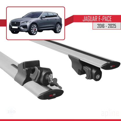 Compatible with Jaguar F-Pace (X761) 2016-2025 HOOK Model Car Roof Rack Cross Bar Grey Aluminium 2 Bars