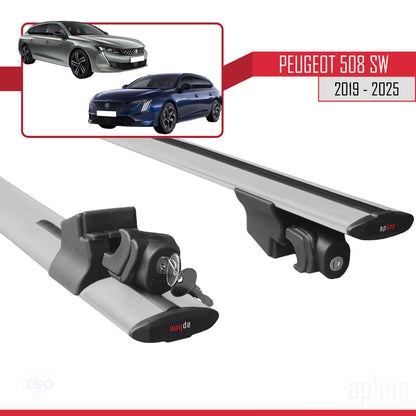 Compatible with Peugeot 508 SW 2019-2025 HOOK Model Car Roof Rack Cross Bar Grey Aluminium 2 Bars