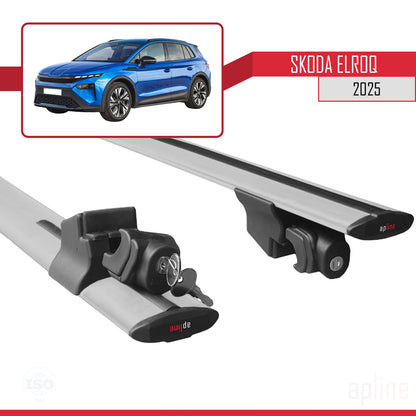 Compatible with Skoda Elroq 2025 HOOK Model Car Roof Rack Cross Bar Grey Aluminium 2 Bars