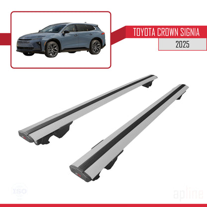 Compatible with Toyota Crown Signia 2025 HOOK Model Car Roof Rack Cross Bar Grey Aluminium 2 Bars