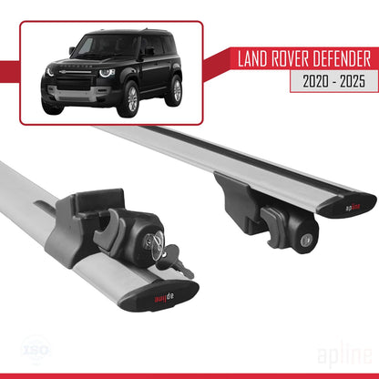 Compatible with Land Rover Defender 2020-2025 HOOK Model Car Roof Rack Cross Bar Grey Aluminium 2 Bars