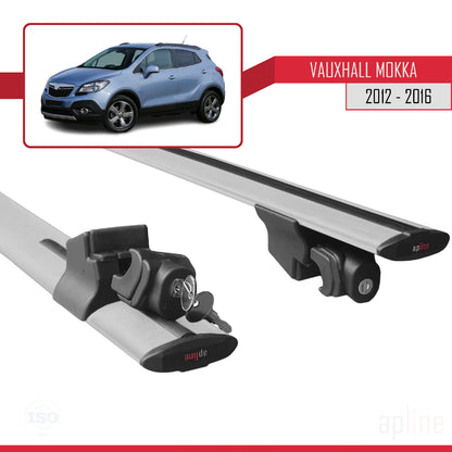 Compatible with Vauxhall Mokka A (J13) 2012-2016 HOOK Model Car Roof Rack Cross Bar Grey Aluminium 2 Bars