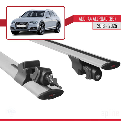Compatible with Audi A4 (B9) Allroad 2016-2025 HOOK Model Car Roof Rack Cross Bar Grey Aluminium 2 Bars