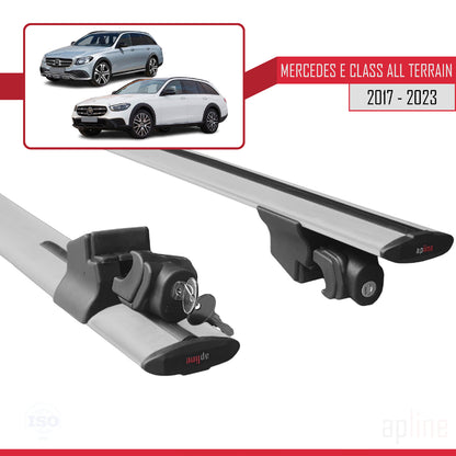 Compatible with Mercedes E Class 5 (W213) All Terrain 2017-2023 HOOK Model Car Roof Rack Cross Bar Grey Aluminium 2 Bars