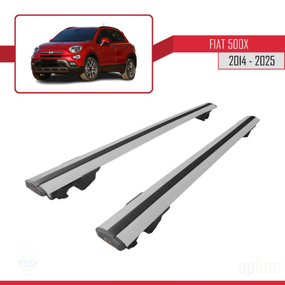 Compatible with Fiat 500X 2014-2025 HOOK Model Car Roof Rack Cross Bar Grey Aluminium 2 Bars