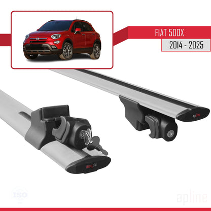 Compatible with Fiat 500X 2014-2025 HOOK Model Car Roof Rack Cross Bar Grey Aluminium 2 Bars