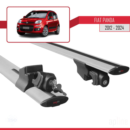 Compatible with Fiat Panda 3 (319) 2012-2024 HOOK Model Car Roof Rack Cross Bar Grey Aluminium 2 Bars