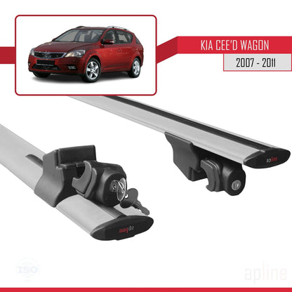 Compatible with Kia Ceed (ED) SW Pre-Facelift 2006-2009 HOOK Model Car Roof Rack Cross Bar Grey Aluminium 2 Bars
