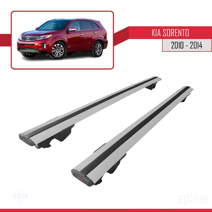 Compatible with Kia Sorento 2 (XM) 2010-2014 HOOK Model Car Roof Rack Cross Bar Grey Aluminium 2 Bars