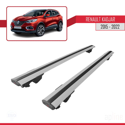 Compatible with Renault Kadjar 2015-2022 HOOK Model Car Roof Rack Cross Bar Grey Aluminium 2 Bars