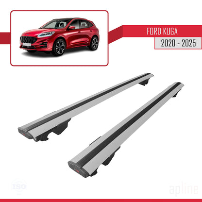 Compatible with Ford Kuga 3 (CX482) 2020-2025 HOOK Model Car Roof Rack Cross Bar Grey Aluminium 2 Bars