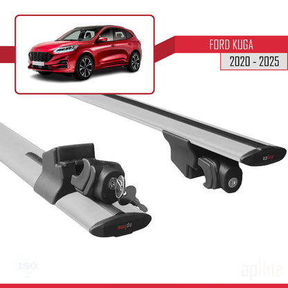 Compatible with Ford Kuga 3 (CX482) 2020-2025 HOOK Model Car Roof Rack Cross Bar Grey Aluminium 2 Bars