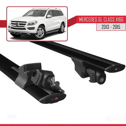 Compatible with Mercedes GL Class 2 (X166) 2013-2015 HOOK Model Car Roof Rack Cross Bar Black Aluminium 2 Bars