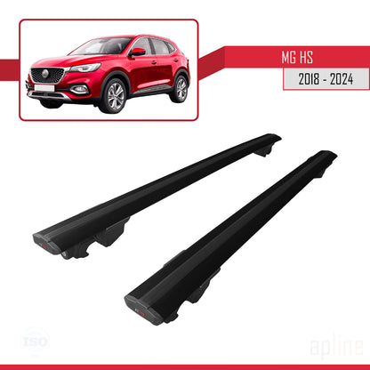 Compatible with MG HS (AS23) 2018-2024 HOOK Model Car Roof Rack Cross Bar Black Aluminium 2 Bars