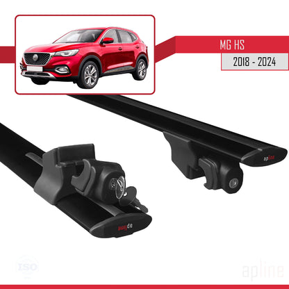 Compatible with MG HS (AS23) 2018-2024 HOOK Model Car Roof Rack Cross Bar Black Aluminium 2 Bars
