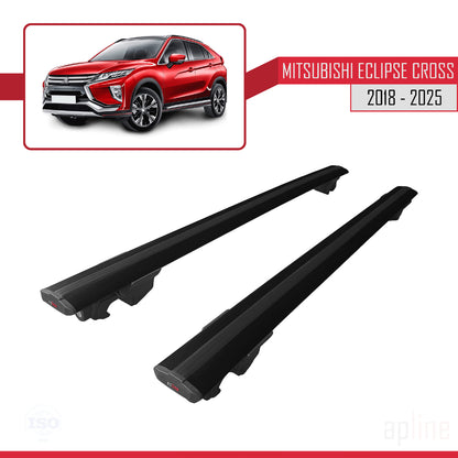 Compatible with Mitsubishi Eclipse Cross (GK) 2018-2025 HOOK Model Car Roof Rack Cross Bar Black Aluminium 2 Bars