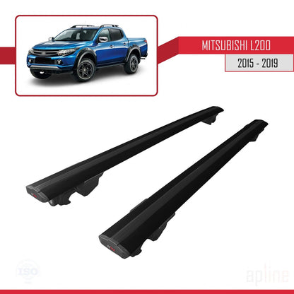 Compatible with Mitsubishi L200 V Pre-Facelift 2015-2019 HOOK Model Car Roof Rack Cross Bar Black Aluminium 2 Bars