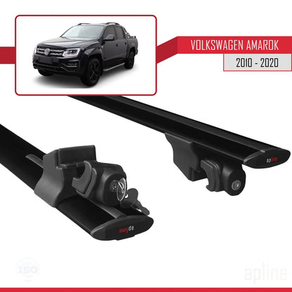 Compatible with Volkswagen Amarok (2F) 2010-2020 HOOK Model Car Roof Rack Cross Bar Black Aluminium 2 Bars