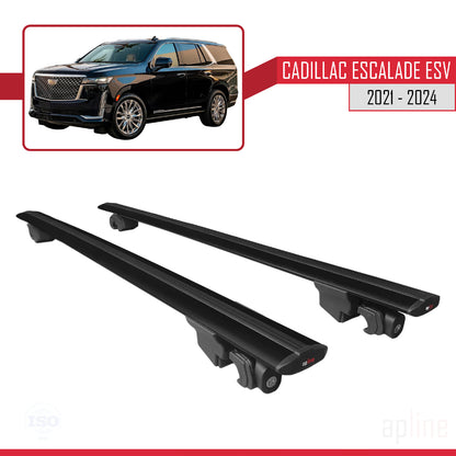 Compatible with Cadillac Escalade ESV 2021-2024  HOOK Model Car Roof Rack Cross Bar Black Aluminium 2 Bars
