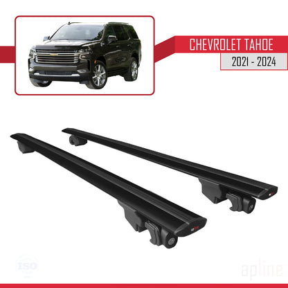 Compatible with Chevrolet Tahoe 2021-2024  HOOK Model Car Roof Rack Cross Bar Black Aluminium 2 Bars