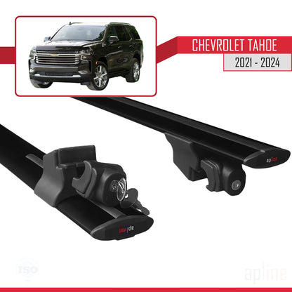 Compatible with Chevrolet Tahoe 2021-2024  HOOK Model Car Roof Rack Cross Bar Black Aluminium 2 Bars