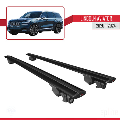 Compatible with Lincoln Aviator 2020-2024  HOOK Model Car Roof Rack Cross Bar Black Aluminium 2 Bars