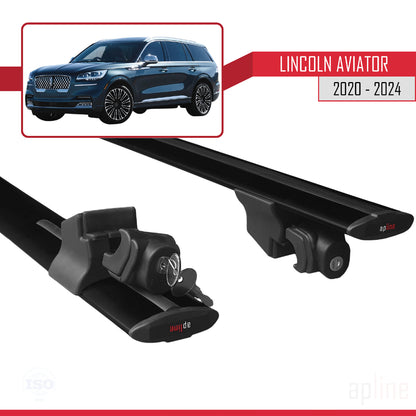 Compatible with Lincoln Aviator 2020-2024  HOOK Model Car Roof Rack Cross Bar Black Aluminium 2 Bars