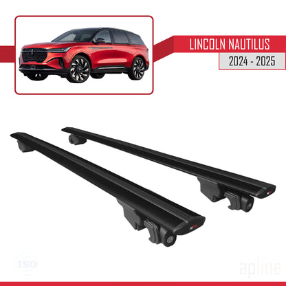 Compatible with Lincoln Nautilus 2024-2025 HOOK Model Car Roof Rack Cross Bar Black Aluminium 2 Bars