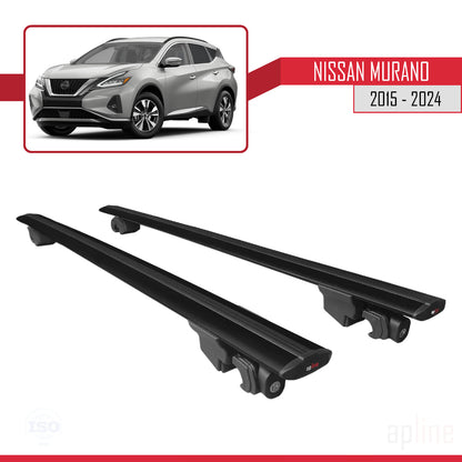 Compatible with Nissan Murano 2015-2024  HOOK Model Car Roof Rack Cross Bar Black Aluminium 2 Bars