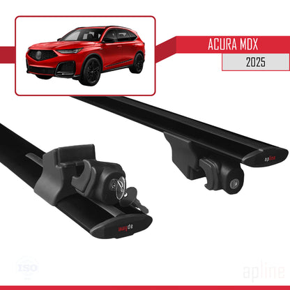 Compatible with Acura MDX 2024-2025 HOOK Model Car Roof Rack Cross Bar Black Aluminium 2 Bars