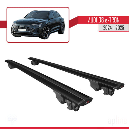 Compatible with Audi Q8 e-Tron 2023-2024 HOOK Model Car Roof Rack Cross Bar Black Aluminium 2 Bars